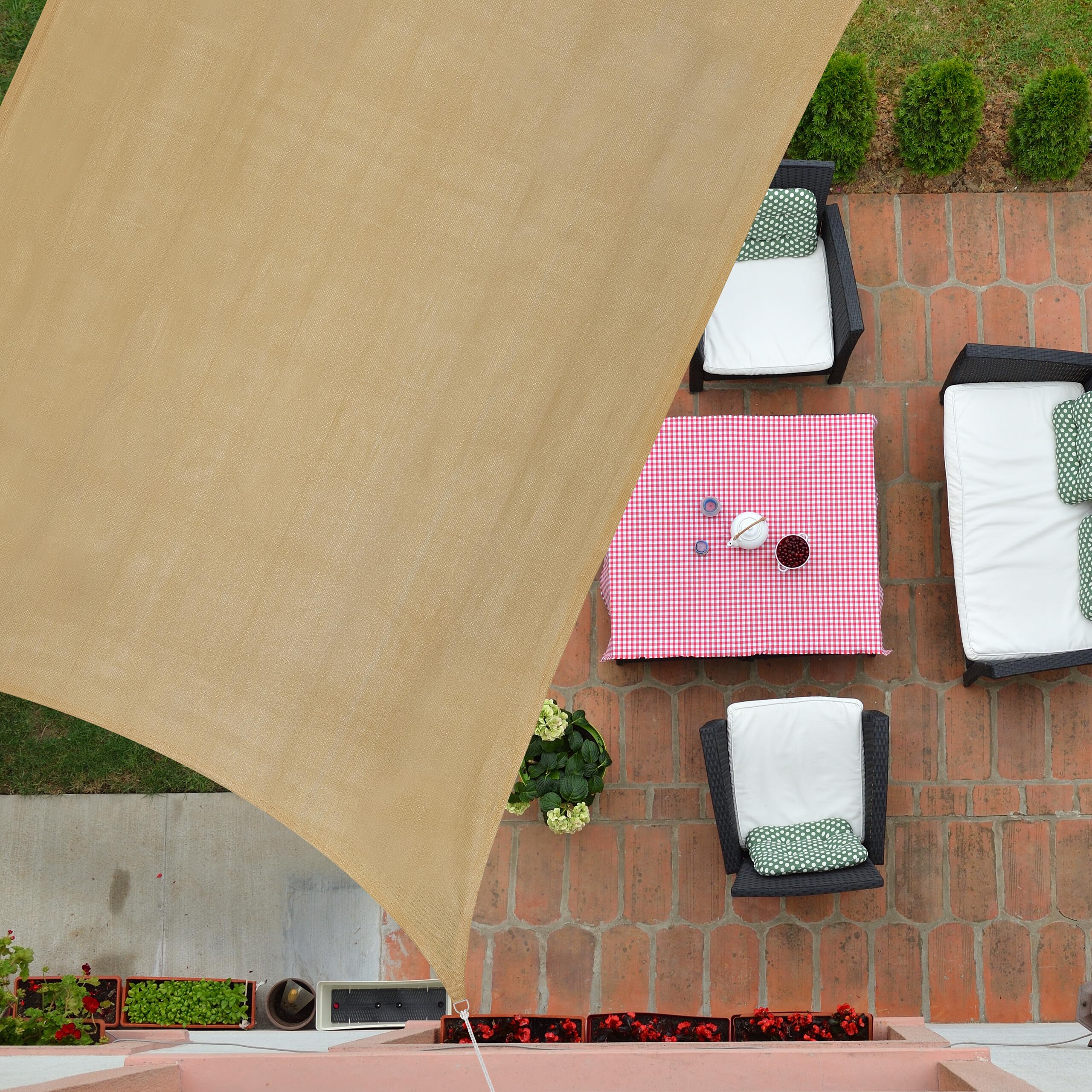 Relaxdays Voile D’Ombrage Rectangulaire 2x4 M – Toile PE-HD Anti-UV 90% – Beige – Avec Tendeurs Et Sac Transport – Terrasse, Balcon, Jardin