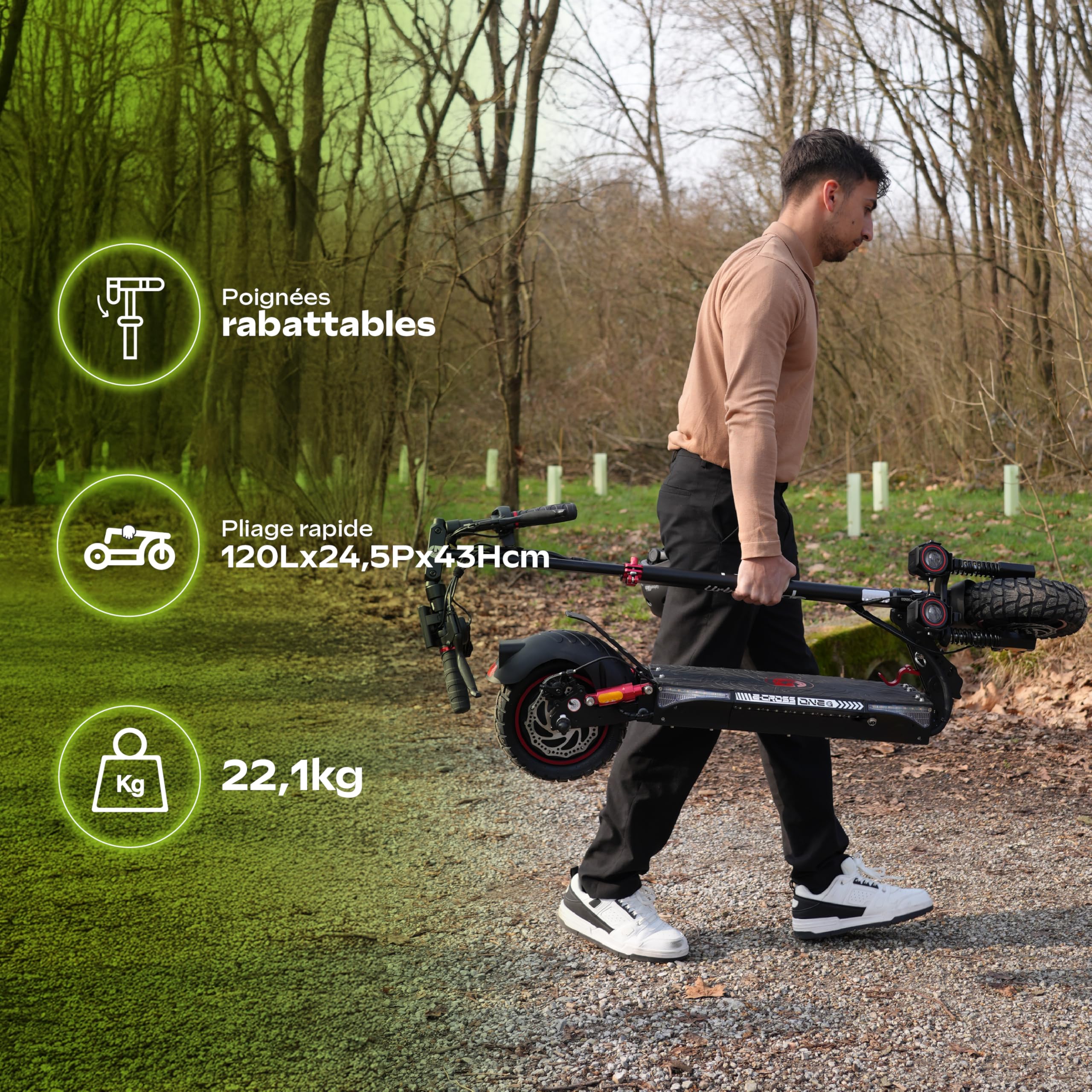 Trottinette Électrique Adulte UrbanGlide ECROSS Pro - ES – Autonomie Jusqu'a 60 km - Pneu Tubeless 10" - Batterie 54V - Poids 23Kg
