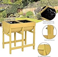 Vista 3 de Giantex Cama de Jardín Elevada, Soporte de Plantador de Madera, Kit de Caja de Cultivo de Jardín con Patas para Vegetales, Flores, Hierbas