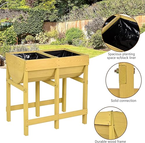 Miniatura 3 de Giantex Cama de jardín elevada, soporte de madera elevada, kit de caja de cultivo de jardín con patas para verduras, flores, hierbas, maceta al aire