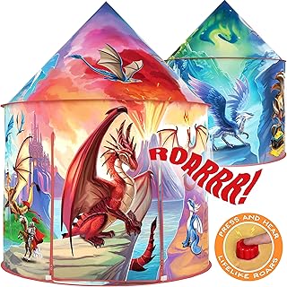 W&O Dragon Hero Kids Tent with Roar Button - Epic Dragon Tent - Pop Up Tent for Kids - Dragon Toys for Boys & Girls - Kids Play Tent - Outdoor and Indoor Tents for Kids - Dragons - Kids Tent Indoor