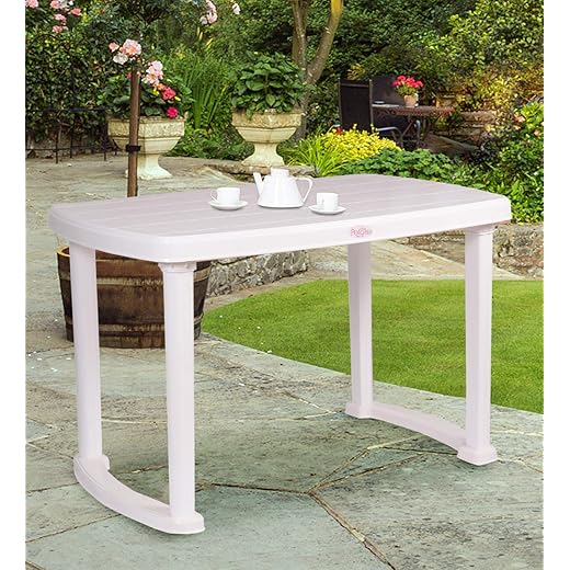 Petals Rectangular 4 Seater Virgin Plastic Dining Table for Dining Room | Indoor & Outdoor | Home, Office, Hotel, Cafe & Restaurants | Table 4 Seater For Dinner | White, 1 Pcs, Desire |1 Year Warranty