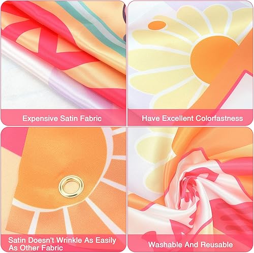 Miniatura 7 de Daisy Groovy - Pancartas colgantes para fiesta, estilo bohemio, hippie, groovy, autobús, fotomatón, decoración de fiesta de cumpleaños de uno y dos