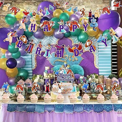 Vista 60 de Petr Pan Theme Birthday Party Supplies – Neverland Decoration Boys Girls – Includes Happy Birthday Banner, Cake Topper, Cupcake Toppers, Garland &