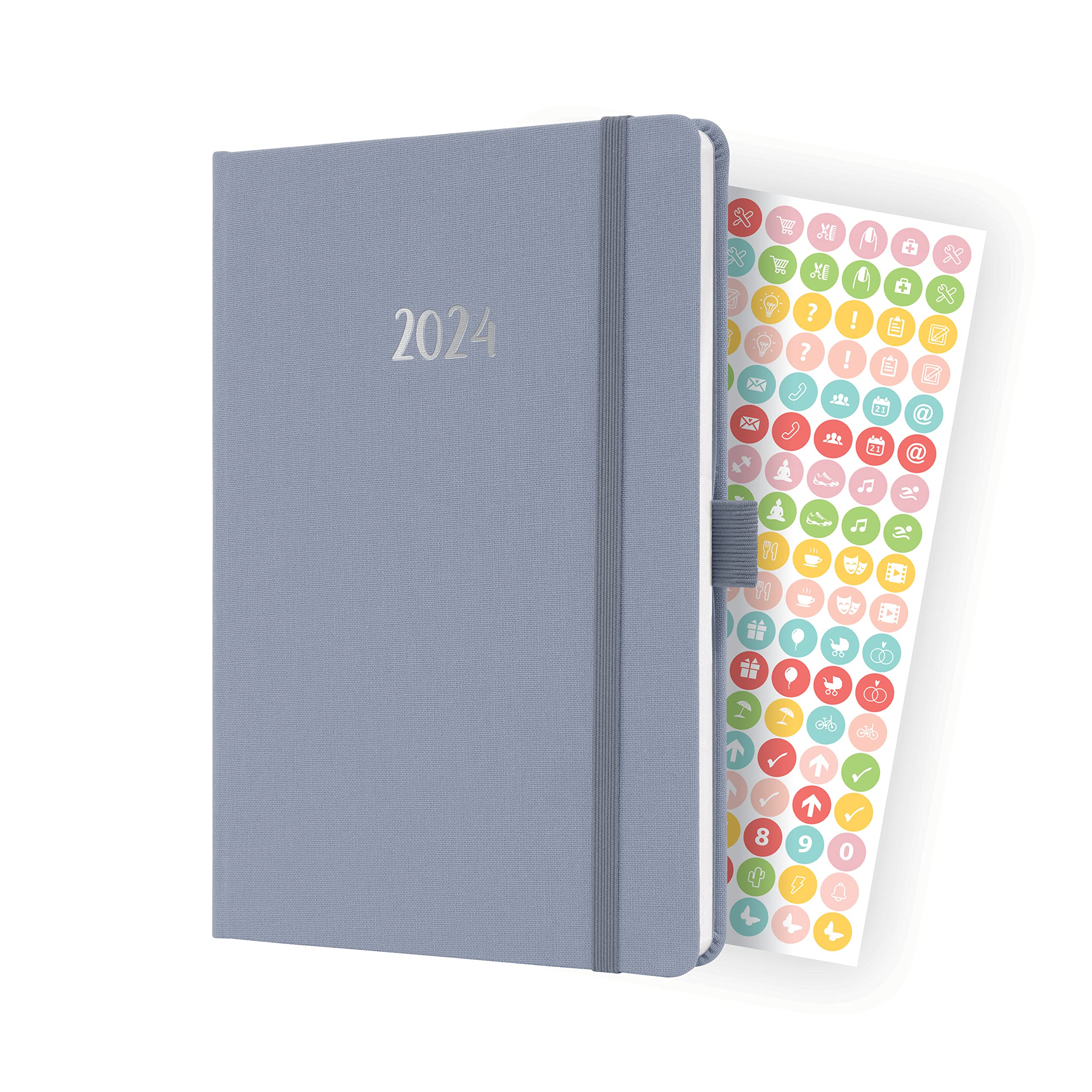 SIGEL J4407 Weekly planner Jolie 2024, FSC-certified, 2 pages equal to 1 week, hardcover with a fabric surface, approx. A5, lilac, 174 pages