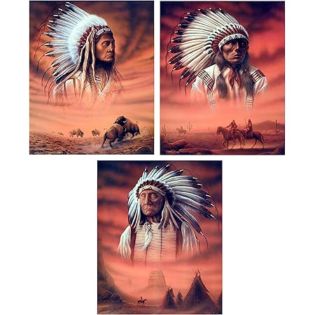 Amazon Com Juego De Tres Posteres De Impresion De Indios Nativos Americanos De 8 X 10 Everything Else