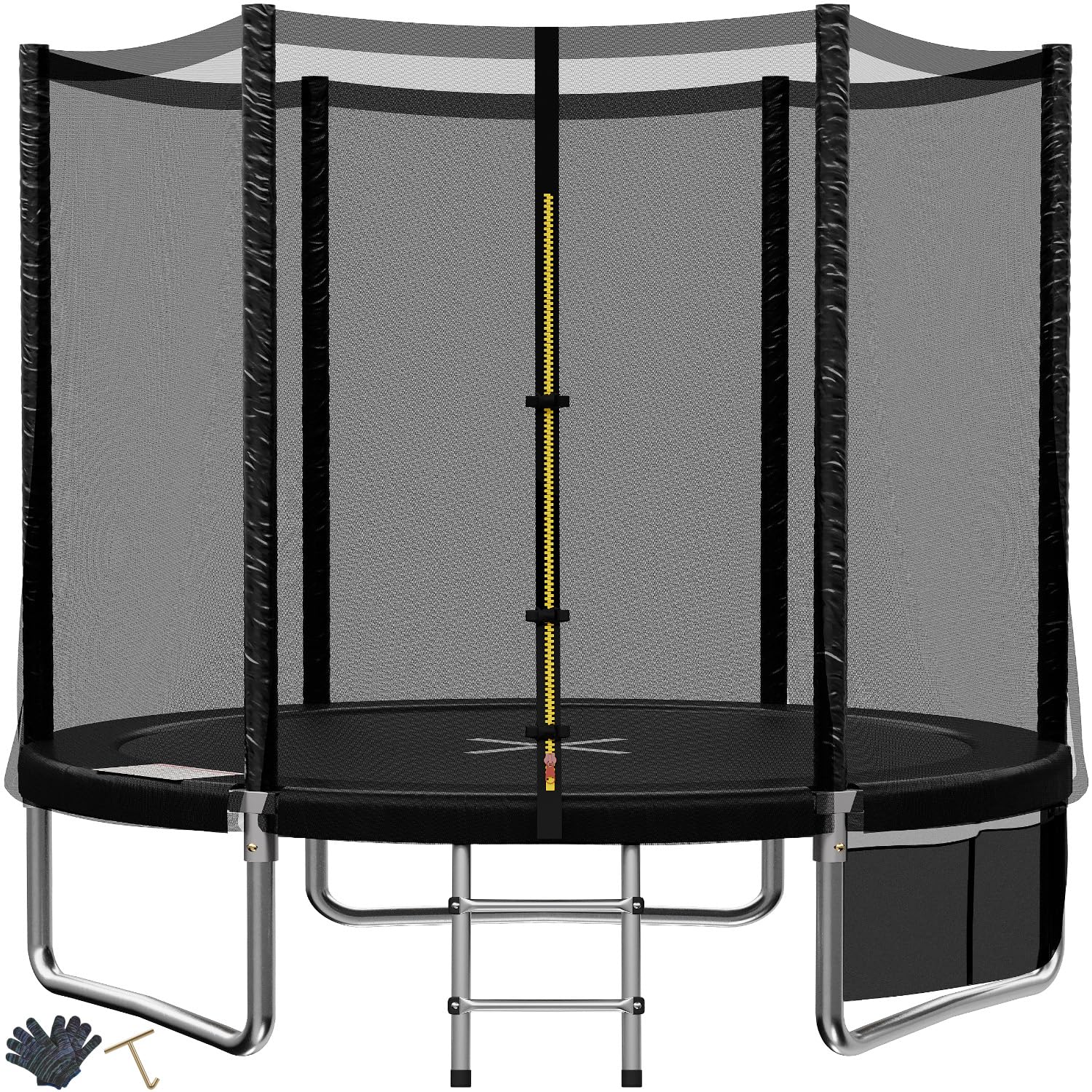 TRIUMPHKEY Trampoline Extérieur Enfants Ø 183/228/305/366/427 cm, Trampoline pour Jardin, Set accesoire Complet : Filet de sécurité, Echelle, Bâche de Rebord, Capacité Max 150 kg