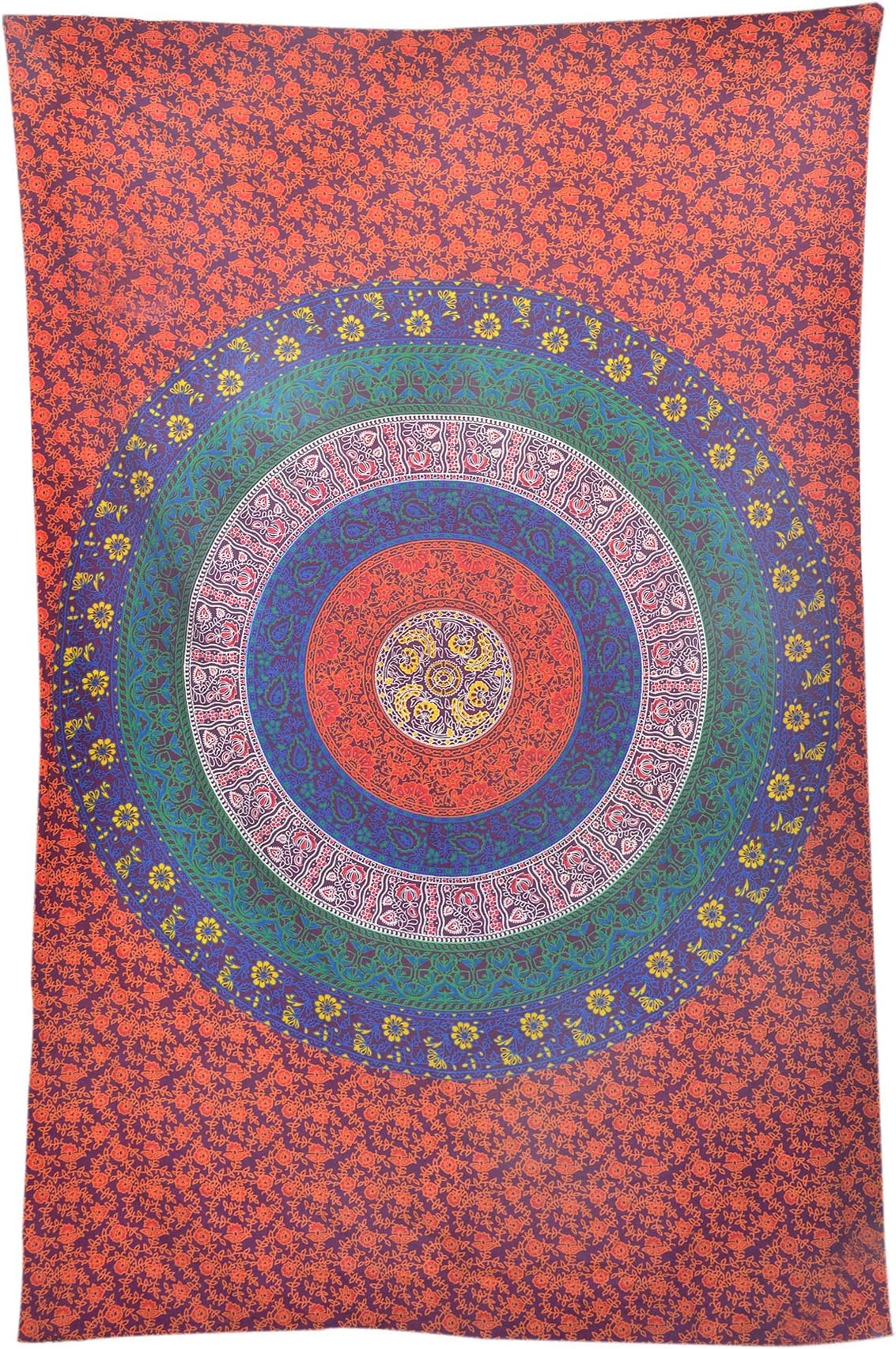 MarubhumiHippy Mandala Bohemian Tapestries, Indian Dorm Decor, Psychedelic Tapestry Wall Hanging Ethnic Decorative Tapestry (Maroon, 85 x 55 Inches)