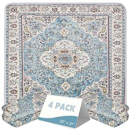 FUMMI 4 Pack Reusable Waterproof Incontinence Bed & Chair Pads, 22” x 21” Extra Heavy Absorbency, Soft Flannel Surface, Machine Washable for Dogs, Adults & Babies (Blue, 22“ ×21”)