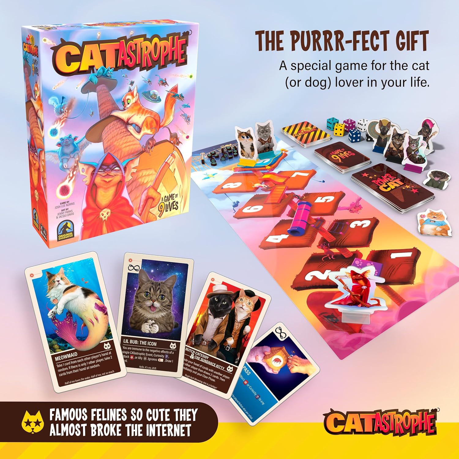 CATastrophe A Game of 9 Lives | The Purrfect Board Game for Family Night and Cat Lovers | Ages 10+ | 2-6 Players | Easy to Learn