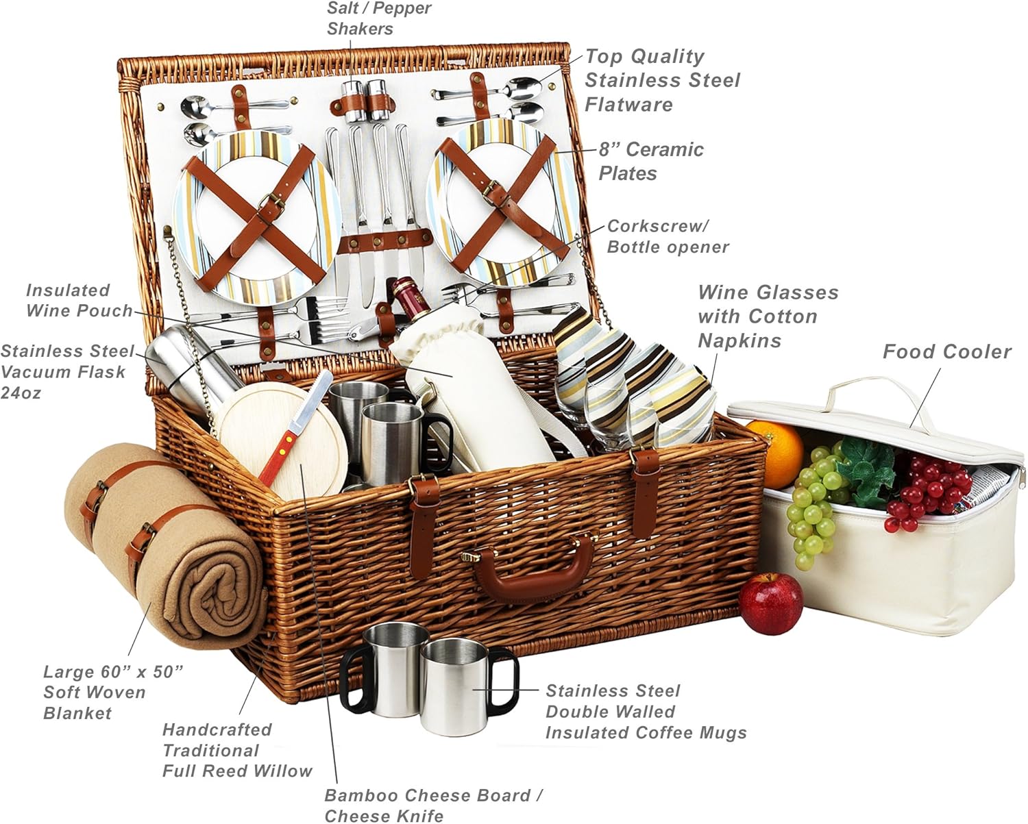 Buy Picnic at Ascot Dorset EnglishStyle Willow Picnic Basket with