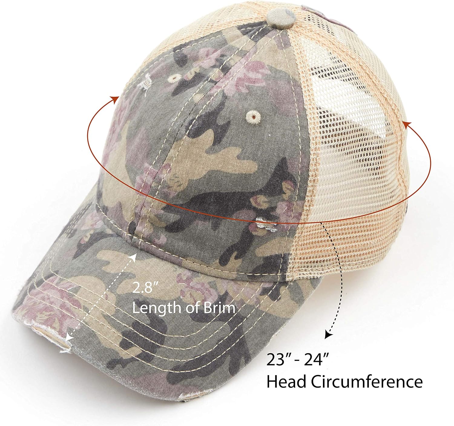 C.C Exclusives Hatsandscarf Washed Distressed Cotton Denim Ponytail Hat Adjustable Baseball Cap (BT-14) image 3
