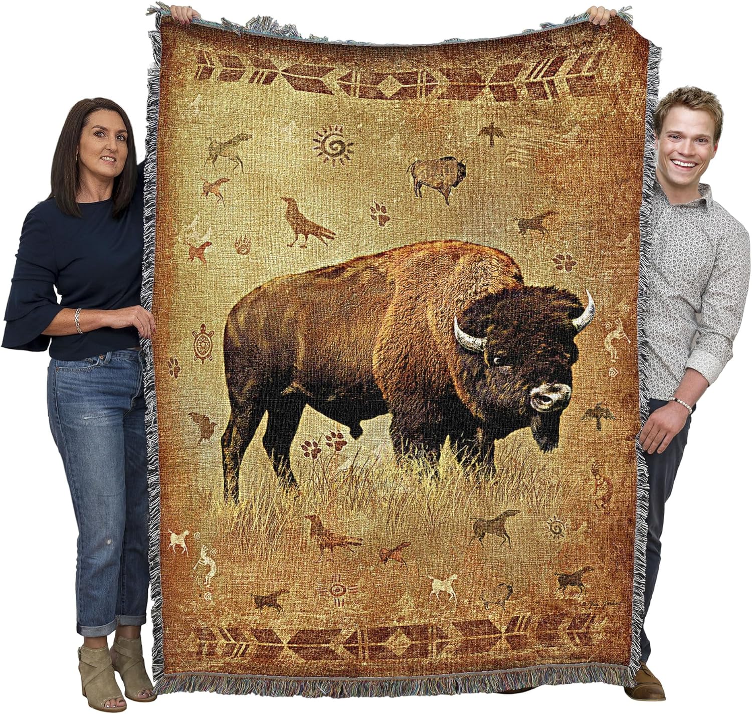 Pure Country Weavers Bison by Greg Glordano - Gift Wildlife Lodge Cabin Tapestry Throw Blanket Woven from Cotton - Made in The USA (72x54)