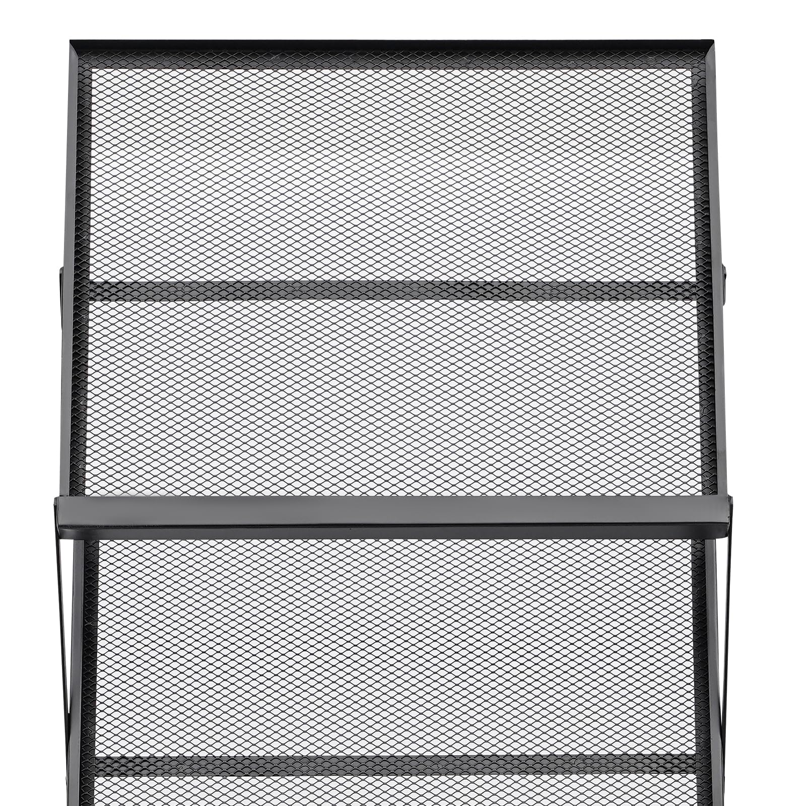 Zeitschriftenständer Metall, 4 Etagen Prospektständer mit schrägem Design, Faltbarer Magazinhalter Ständer mit Schutzgeländern, A3 Zeitungsständer für Büro, Schule, Wartezimmer, Schwarz