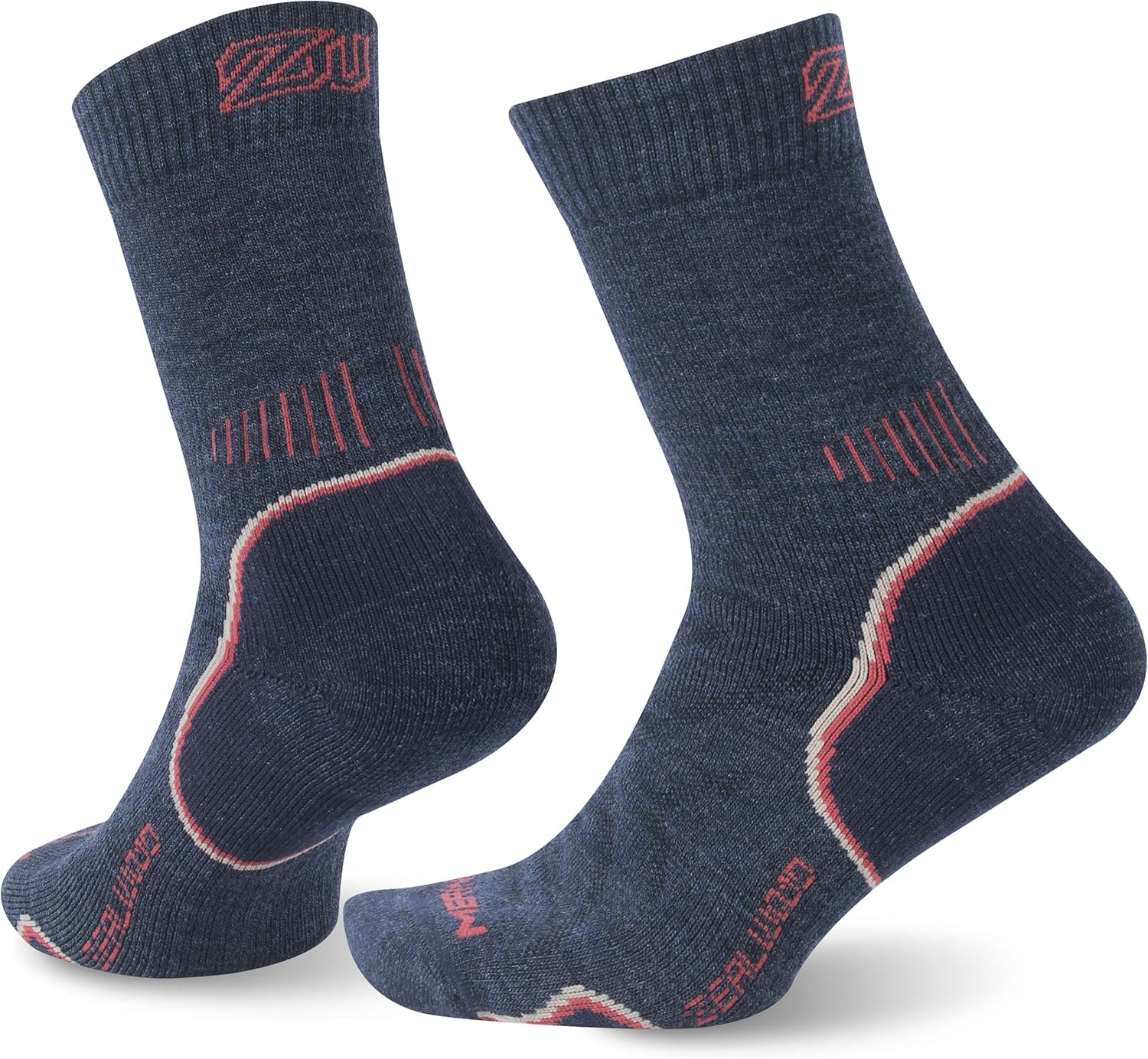 ZEAL WOOD Merino Wool Hiking Crew Socks for Men Women Comfort Full Cushion Moisture Wicking for Camping Trekking Work Outdoor