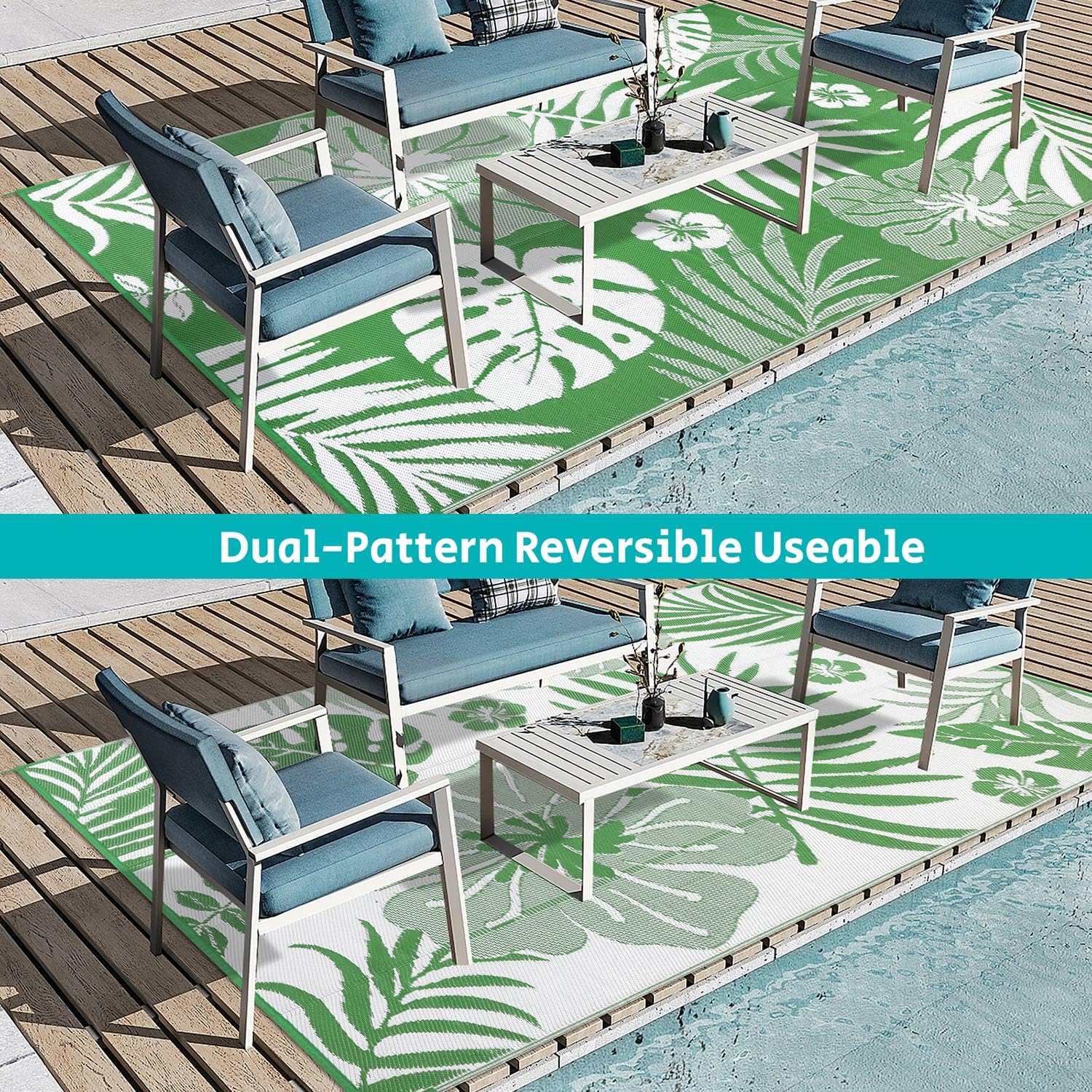 Homcomodar Tapis Extérieur Terrasse 150x245cm Imperméable Tissage