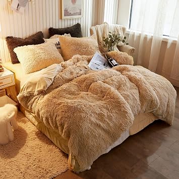 XeGe Plush Shaggy Duvet Cover, Luxury Ultra Soft Crystal Velvet Fuzzy Bedding 1PC(1 Faux Fur Duvet Cover), Fluffy Furry Comfo