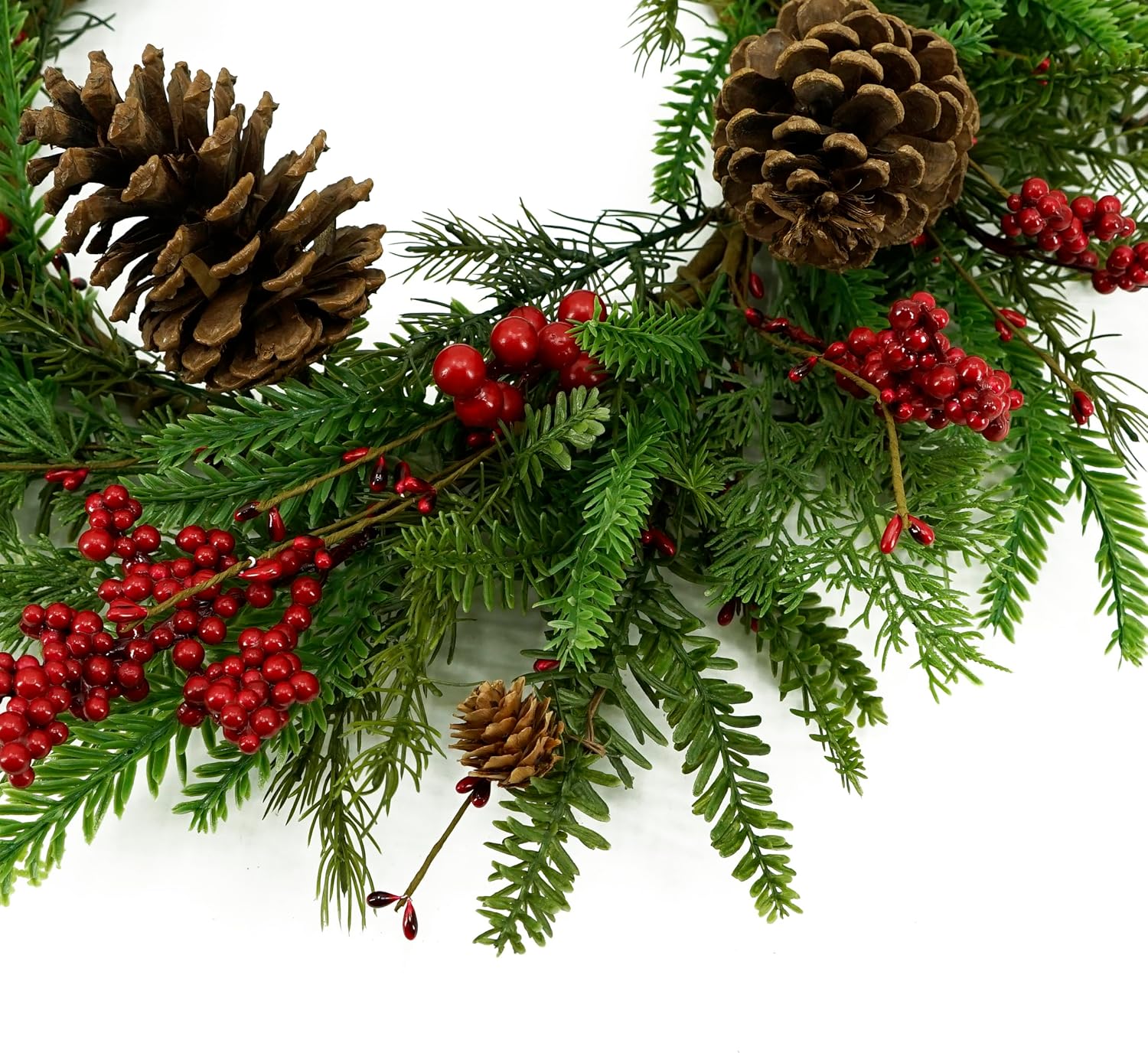 Artificial Christmas Wreaths for Front Door Winter Door Wreath with Big Pine Cones,Pine Needles,Christmas Berry for Front Door Farmhouse Indoor Outdoor Holiday Home Decor - Image 7