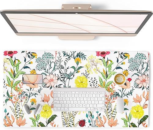 Miniatura 21 de QIYI - Alfombrilla grande para mouse, linda alfombrilla de escritorio rosa para computadora, alfombrilla de escritorio de piel sintética impermeable