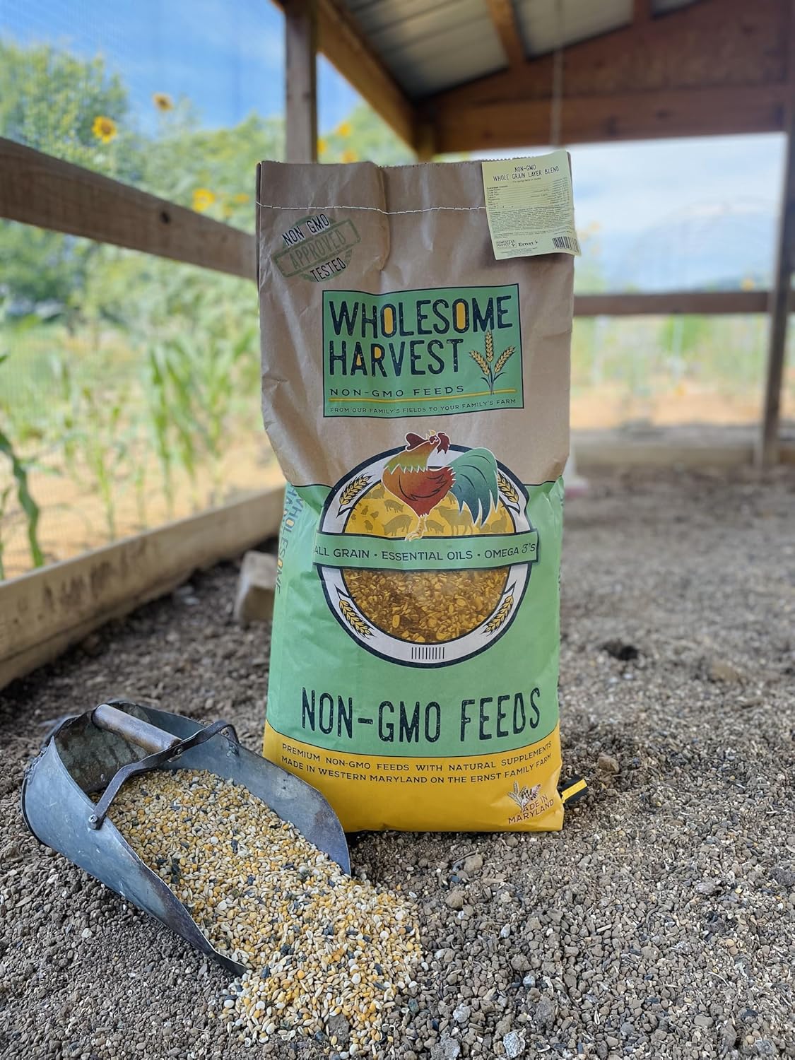 Non-GMO 10 lb Turkey Feed - Natural Peacock, Game Bird & Bird Feed, 24% High Protein Complete Food with Essential Oils, Herbs, Vitamins & Probiotics Formula for Healthy Flock Growth