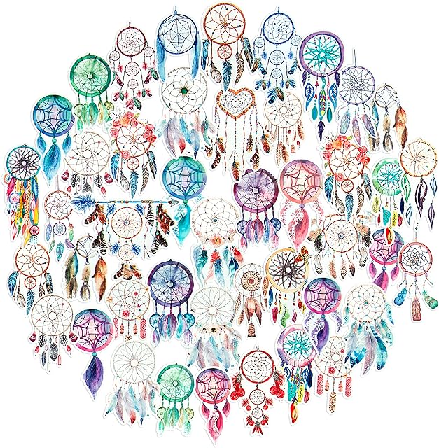 Navy Peony Bohemian Dream Catcher Bundle Stickers | Waterproof Decals for Laptops and Phones | Stickers for Scrapbook and Journal (44pcs)