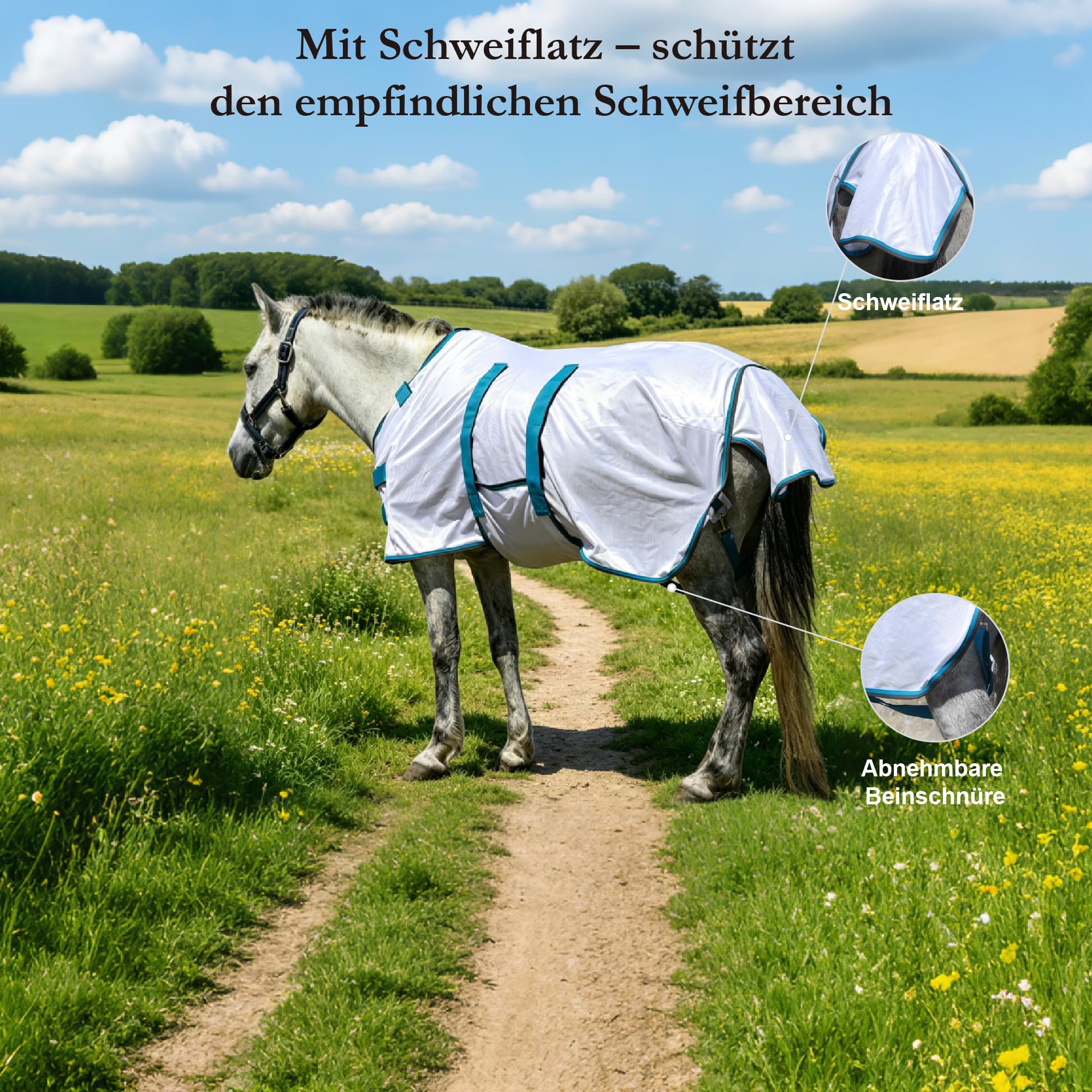 Couverture anti-mouches pour poney avec partie détachable pour le cou, respirante et légère, confortable, couverture d'été pour mini-, shetty- et poneys nains, sangles de poitrine et