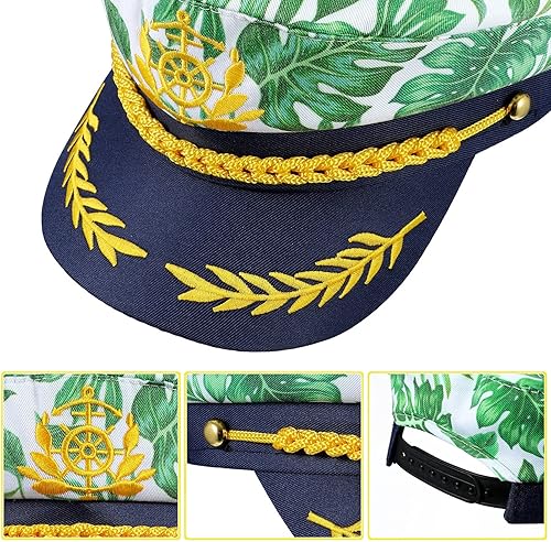 Miniatura 4 de SOIMISS Disfraces de Halloween para hombre, 4 unidades, sombrero de capitán, ajustable, sombrero de marinero, sombreros de marinero, sombrero azul