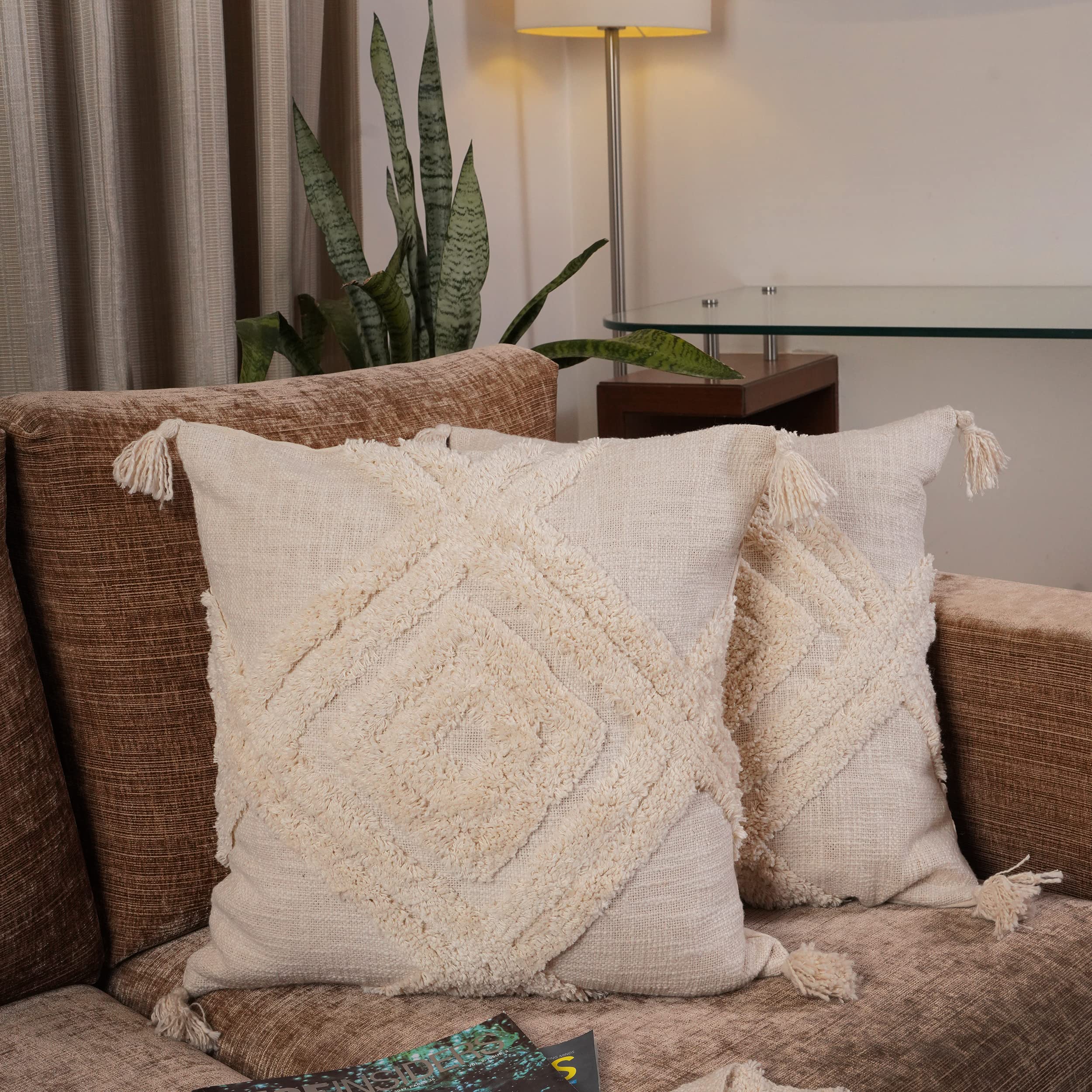 HOMEMONDE Cotton Cushion Cover 18x18 Inch Hand Woven for Home Decor Pack of 2, White (B09NNL15Z9) Amazon Price History, Amazon Price Tracker