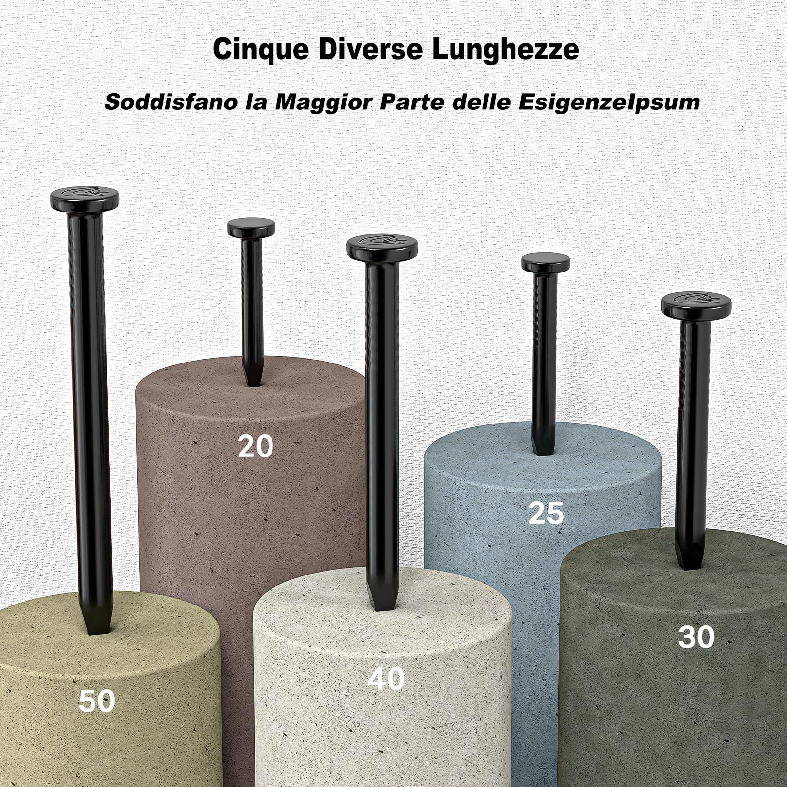 Chiodi in Acciaio da 30mm Zincati per Cemento, Mattoni, Legno, Uso Universale Interno/Esterno (Nero)