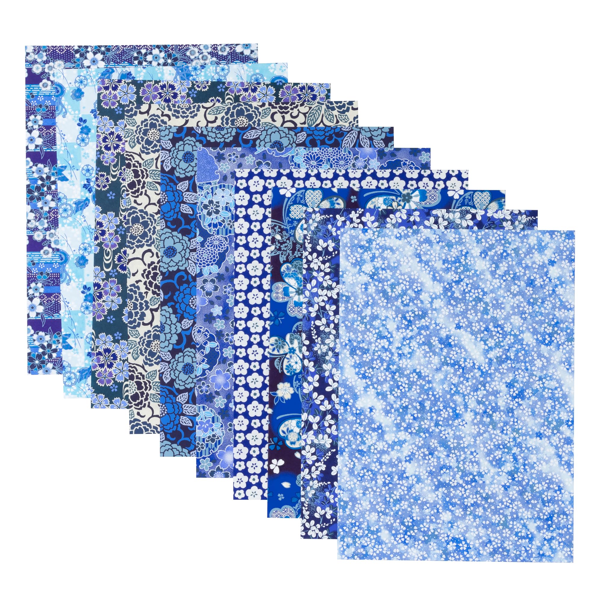 Washi Kawasumi Indigo Yuzen Chiyogami Hand-Dyed A4 10 Sheets Japan