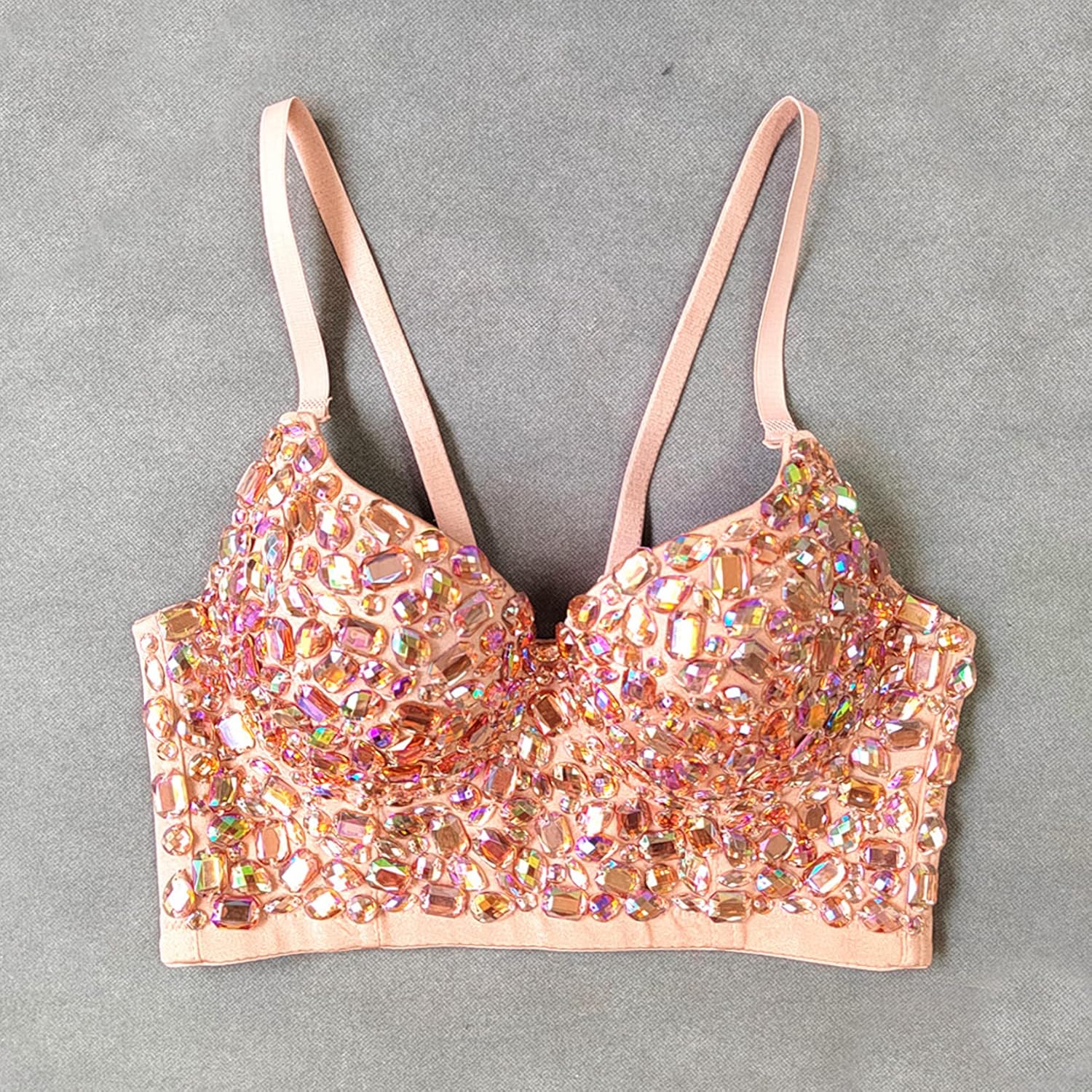 Women's Bustier Crop Top Mesh Corset Top Push up Rhinestone Diamond Bra Club Party Vest - Image 3