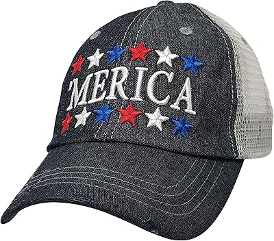 COCOVICI Womens Merica Hat | America Hat | USA Hat Cap | Fourth of July Hat | 4th of July Hat Dark Grey