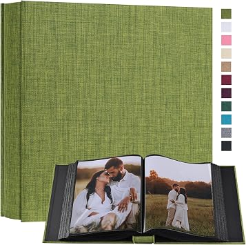 potricher Small 8x10 Photo Album, 160 Pockets, Linen Cover, Green
