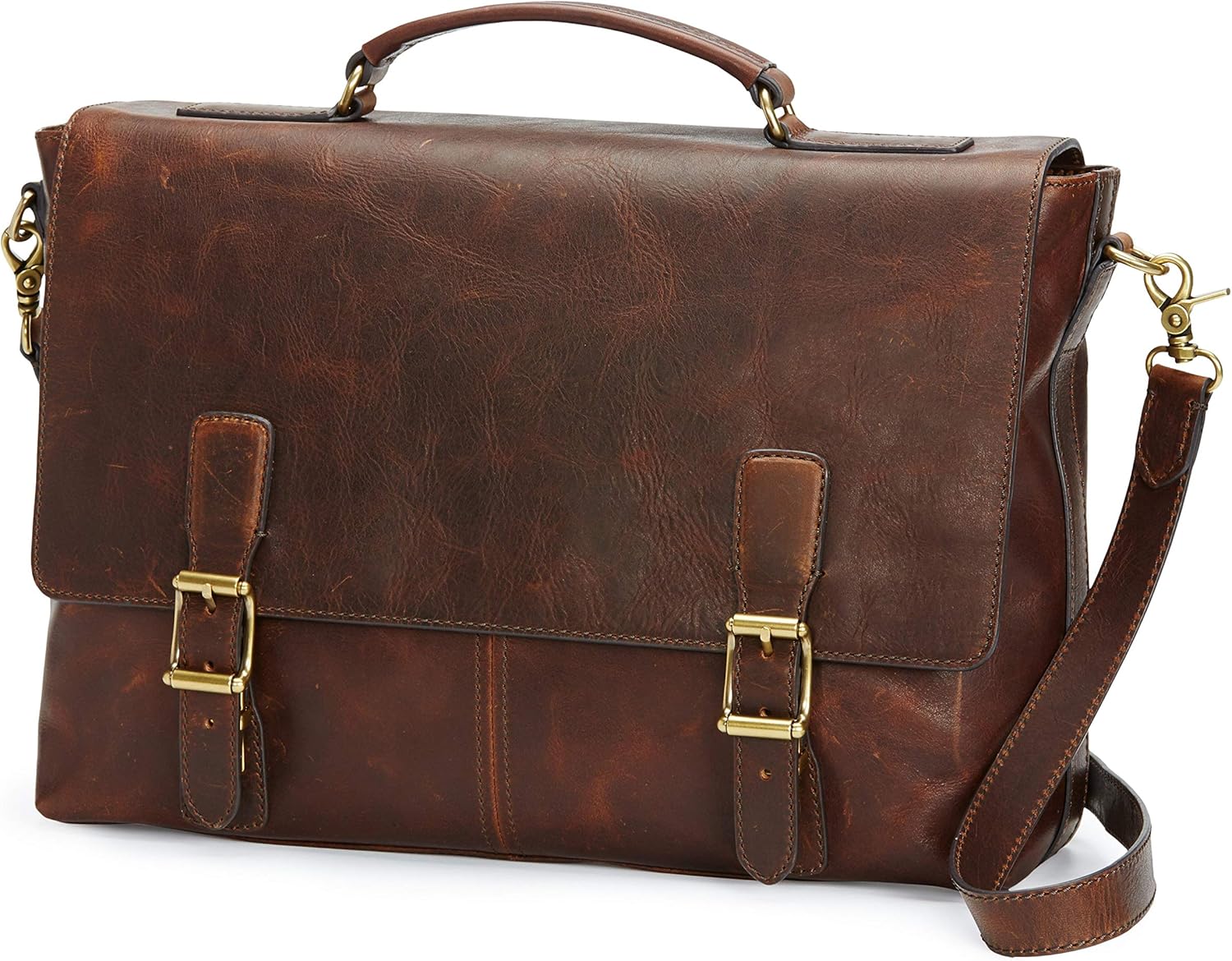 FRYE Men's Logan Top Handle Messenger Bag, Dark Brown, One Size