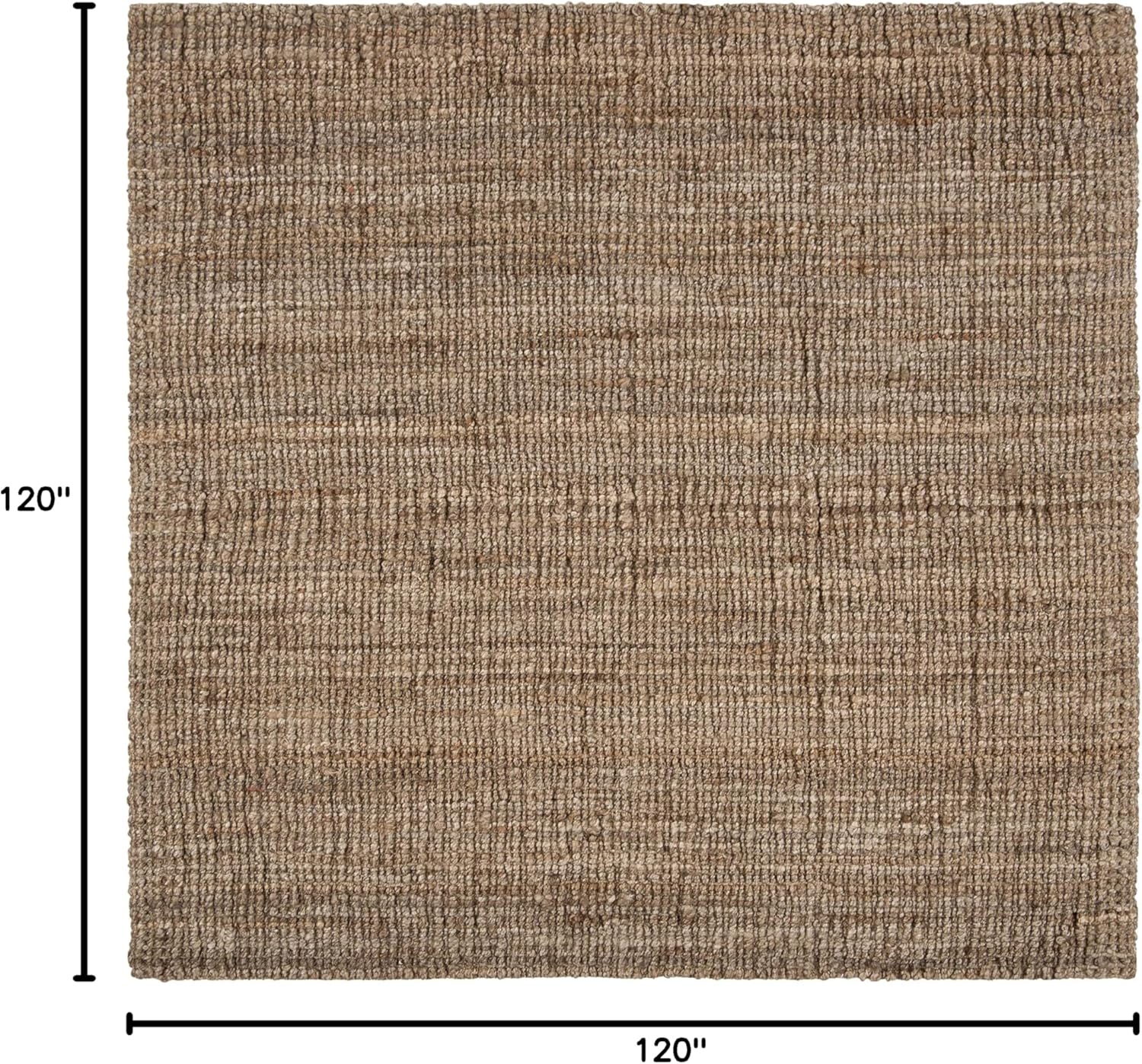 SAFAVIEH Area Rug 10' Square - Natural Fiber Collection - Large - Natural & Grey, Handmade Jute, Farmhouse Style, Chunky Textured Thick Pile (NF447M)