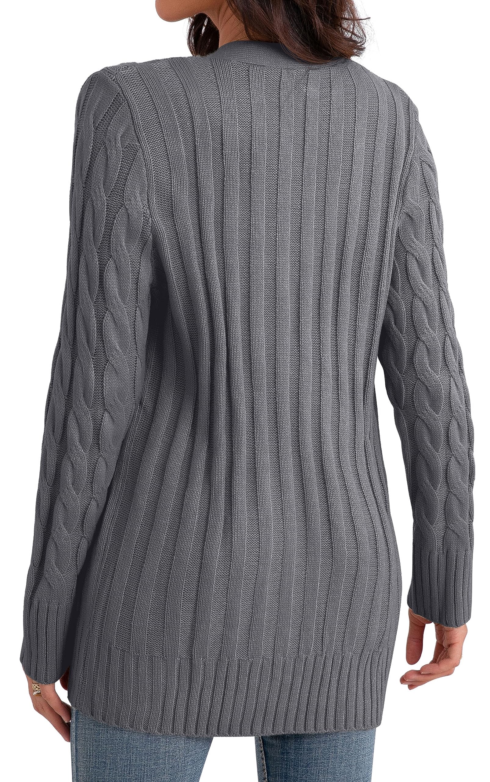 GRECERELLE Damen Strickjacke Strick Cardigan Lange Elegant Strickjacken mit Taschen mit Knöpfen Strickwaren Übergroße Pullover Strickmantel für Herbst Winter Frühling
