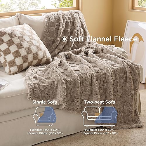 Miniatura 3 de Bedsure Edredón tamaño Queen de 5 piezas, juego de edredón tamaño Queen con manta a cuadros y almohada decorativa, ropa de cama ligera, juegos de