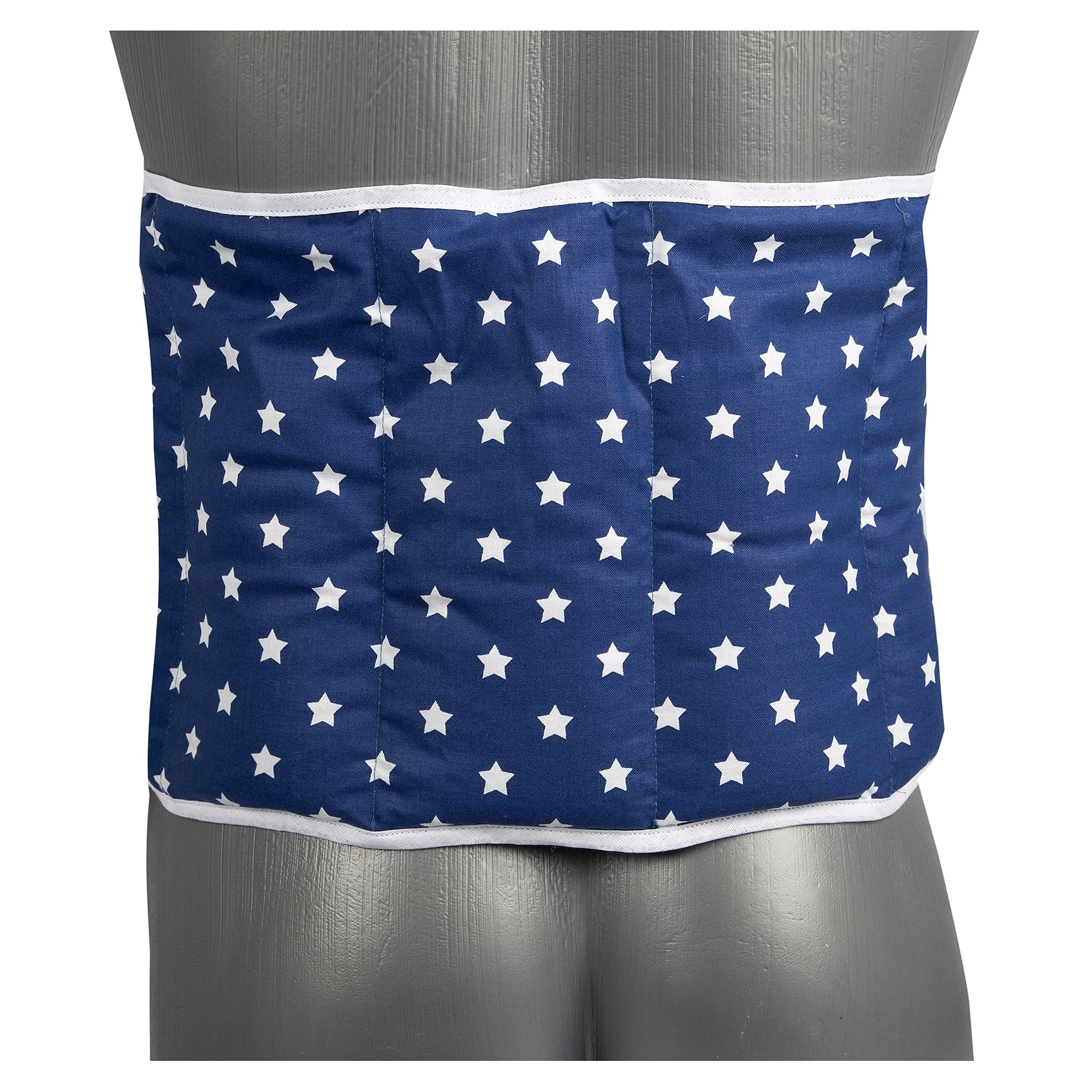 Cojín termico XXL con semillas de grosella, compartimentado en 7, con cierre adhesivo, aprox. 135cm. - estrella azul - Cinto termico lumbar