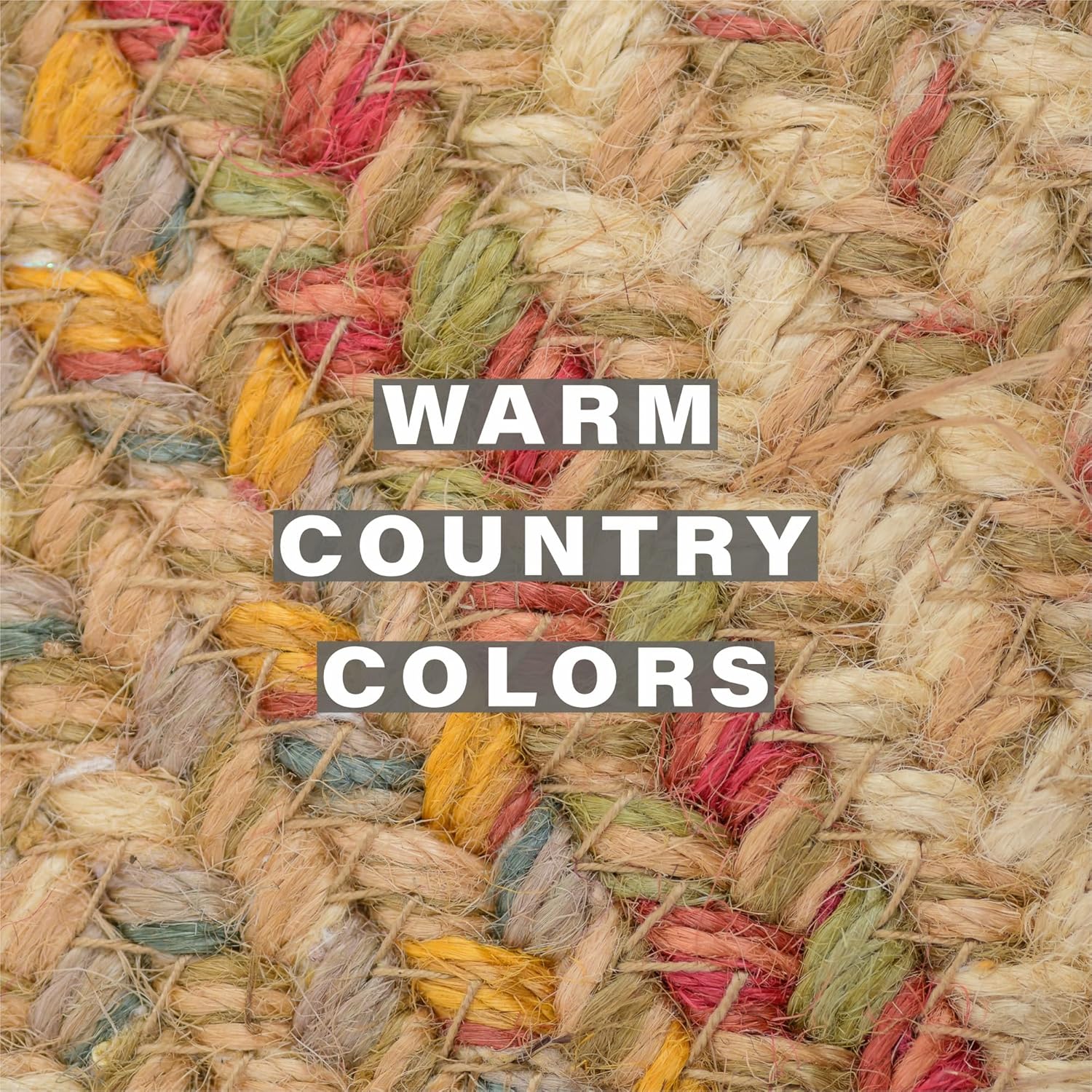 Homespice Azalea Jute Braided Staircase Step Treads, Country Primitive Decor, Set of 13, Multicolor 8x28 Oval Rug for Stairs - Easy to Clean, Tightly Stitched and Durable
