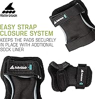 Vista 5 de Rollerblade Skate Gear - Paquete de 3 equipos de protección, rodilleras, coderas y muñequeras, patinaje en línea, protección multideportiva, unisex