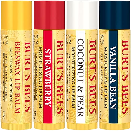 Miniatura 7 de Burts Bees - Bálsamo Labial Hidratante 100 de origen natural multi empaque Cera de abejas original fresa coco y pera vainilla con cera de abeja y
