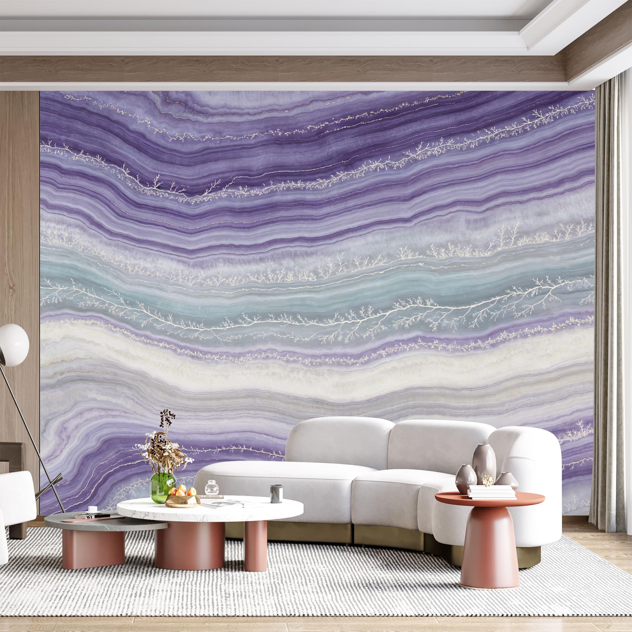 Custom Size Wall Mural Amethyst Agate Stone Vein Modern Abstract Watercolor Textured Gradient SelfAdhesive Wall Fabric Removable for Home Office Decor