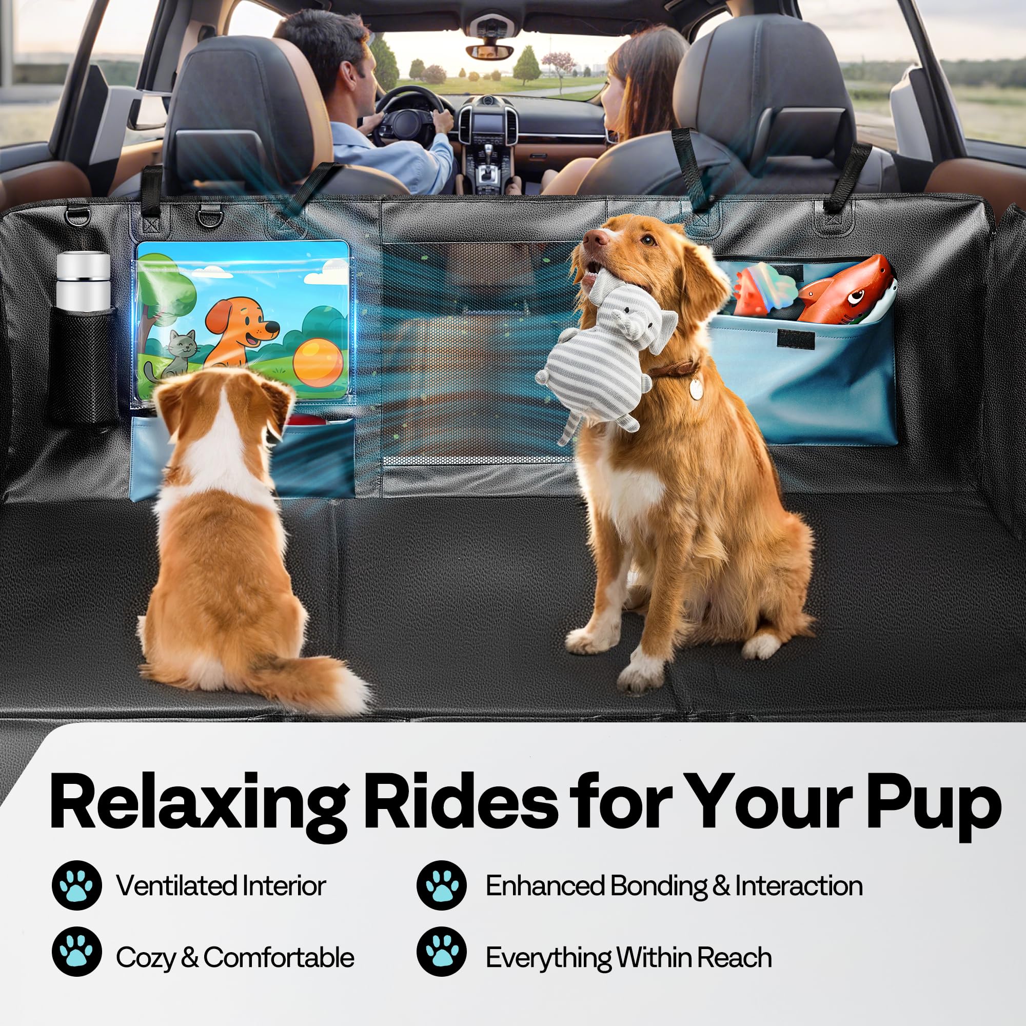 MellowMates Copertina per Cani Auto Sedile Posteriore Fondo Rigido Protezioni Laterali Finestra di Visualizzazione Impermeabile e Anti-Graffi per SUV e Furgoni