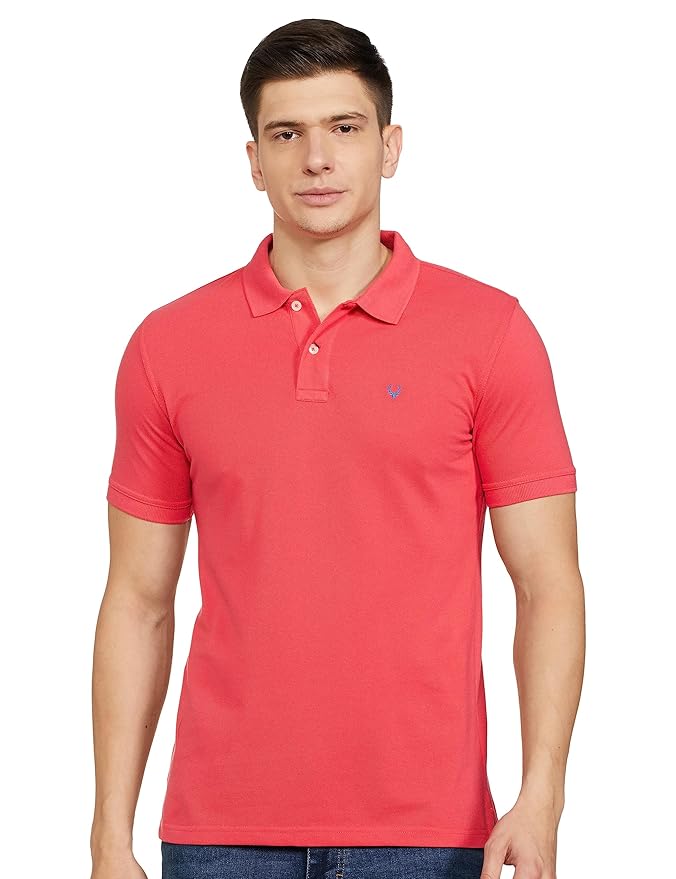 Allen Solly Men’s Polo T‑Shirt | Comfortable Rich Cotton Blend, Band Collar, Regular Fit | Stylish & Premium All Day Wear
