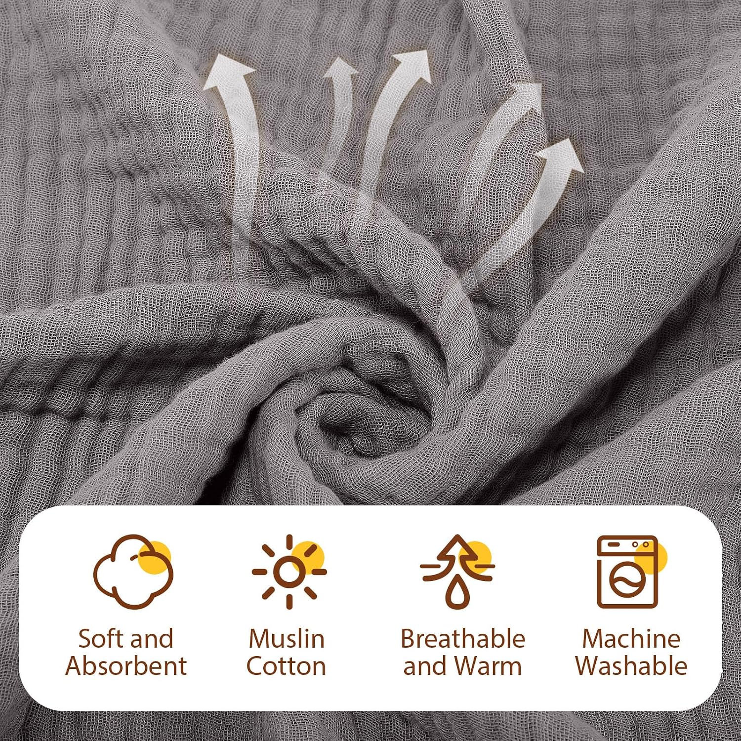 VitalCozy 8 Pcs Baby Muslin Hooded Bath Towels and Washcloths Muslin Cotton Hooded Baby Towels Absorbent Blankets for Gift Newborn Infant Shower (32 x 32 Inch,Neutral Colors)