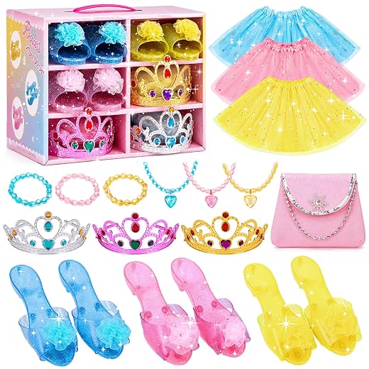 Meland Princess Dress Up Set for Girl Age 3-6 with Her First Heels & Skirts