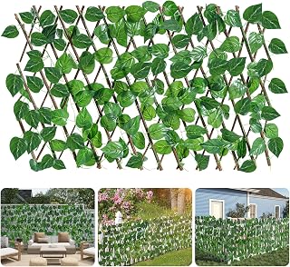 Expandable Faux Privacy Fence, Airy & Evergreen Outdoor Privacy Screen with Bigger Apple Leaf, Artificial Plant Decoration Panel Hedges for Balcony Backyard-Enhance Your Home's Privacy and Beauty!
