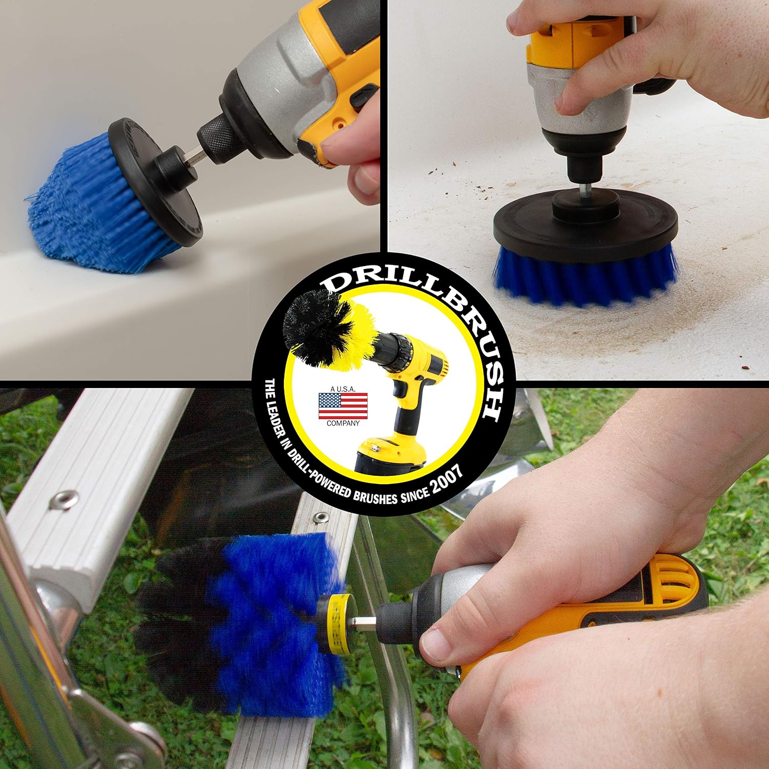 Drill Brush Aquatic Cleaning Brush Set - Cleans Boat Seats & Accessories