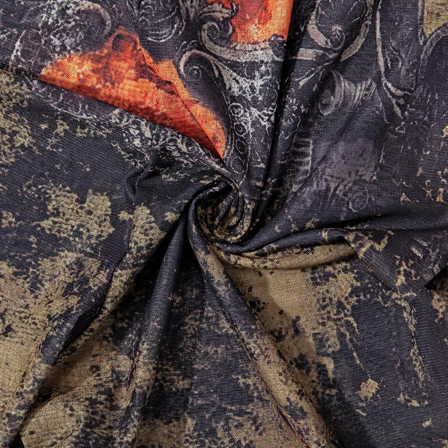 Women Sexy See Through Mesh Jumpsuit Long Sleeve Digital Print Bodycon Party Club Rompers - Image 8