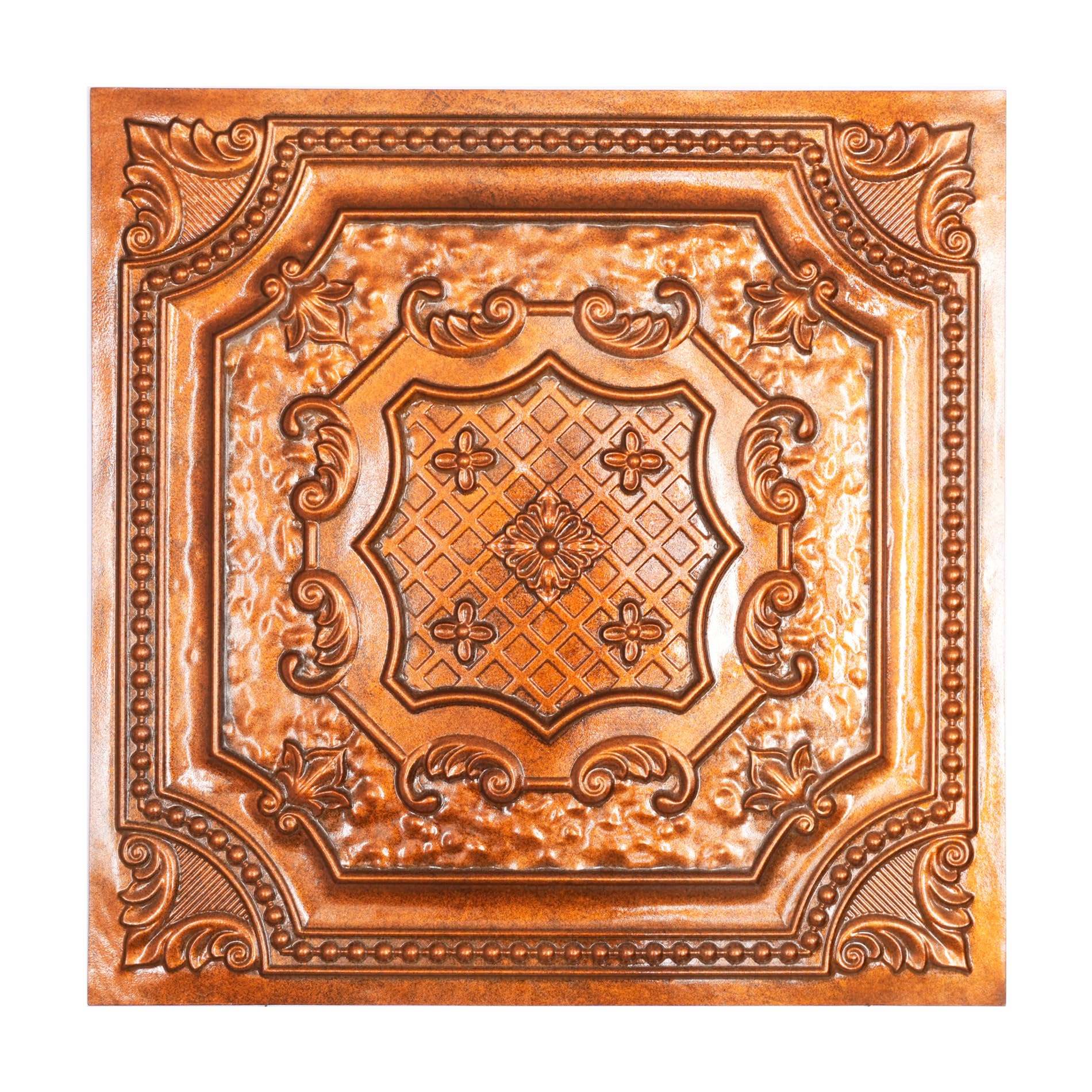 Paintsdecor Archaic Copper Tin Ceiling Panels,Peel And Stick Tin Ceiling Tiles Distressed,Faux Tin Glue Up/Drop In, Pl04,10Piece (Archaic Copper)